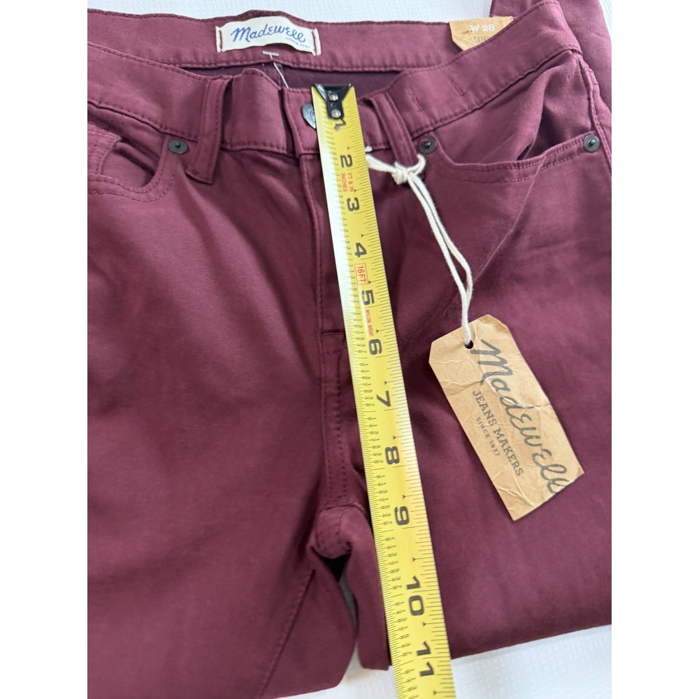 NWT Madewell Skinny Skinny Jeans Womens 28 Maroon Red Mid Rise Stretch 5-Pockets - Picture 10 of 12